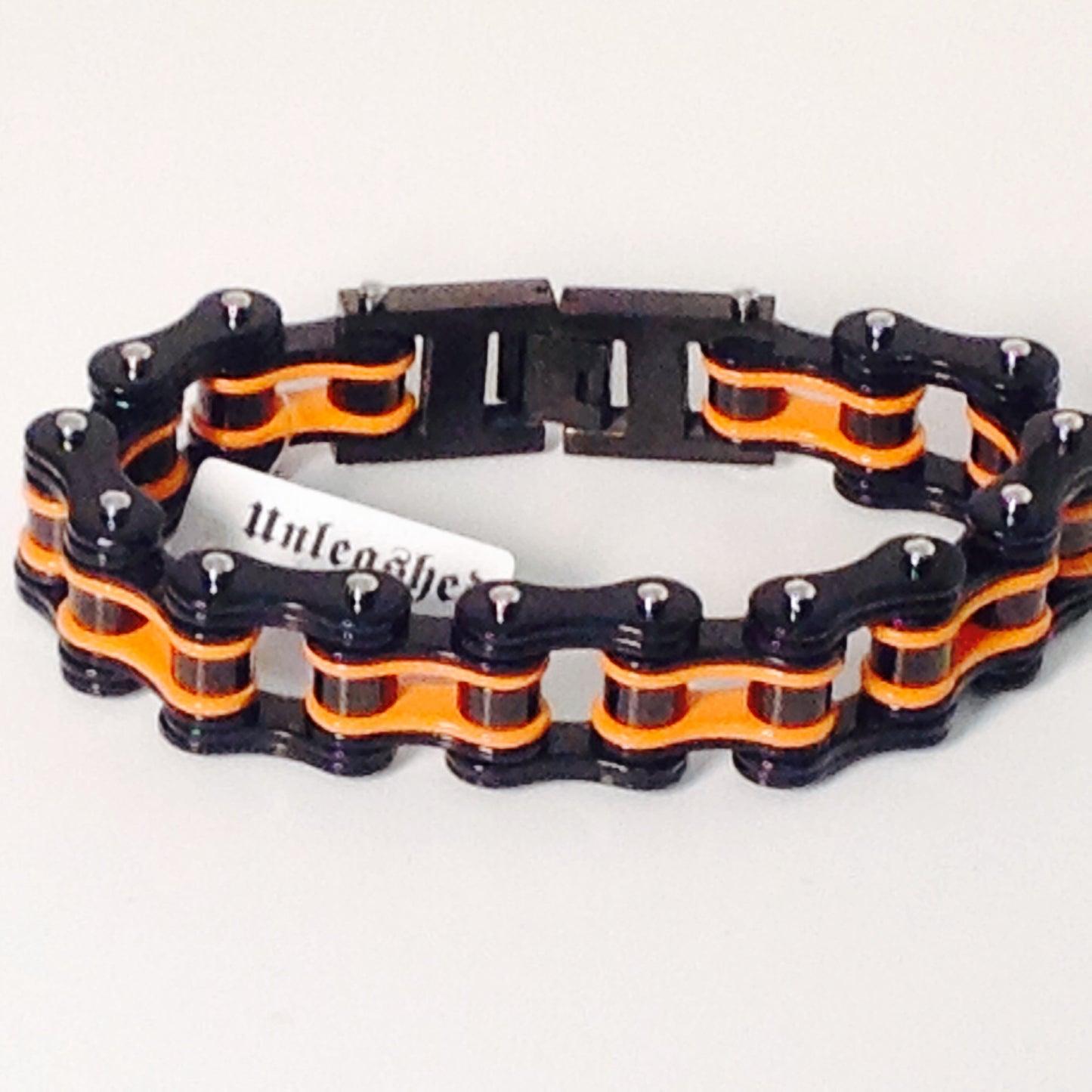 Stainless Steel Bike Chain 3/4 Black and Orange - Unleashed Jewelry