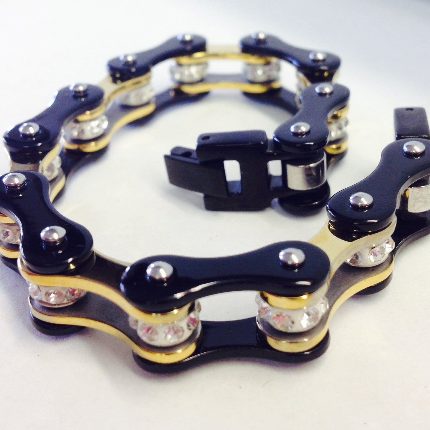 Bling Bike Chain-Black and Gold - Unleashed Jewelry