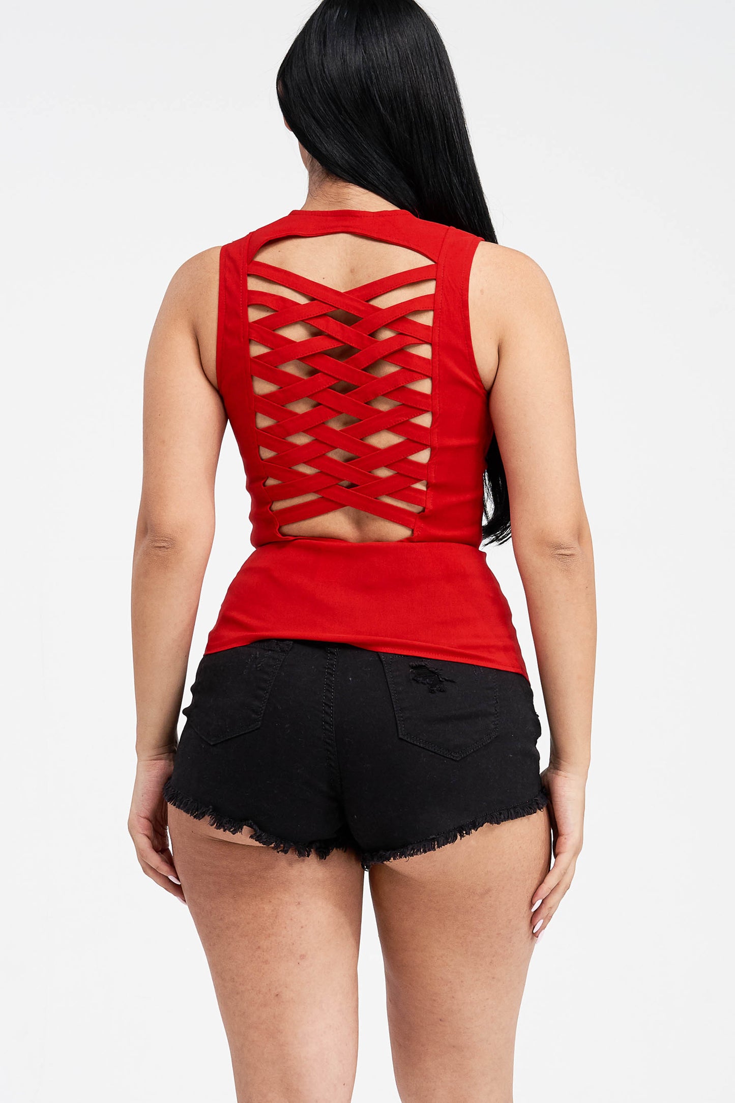 Criss Cross Back Vest Red - Unleashed Jewelry