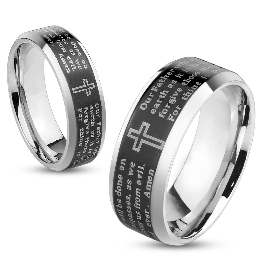 Lords Prayer Ring- Black - Unleashed Jewelry
