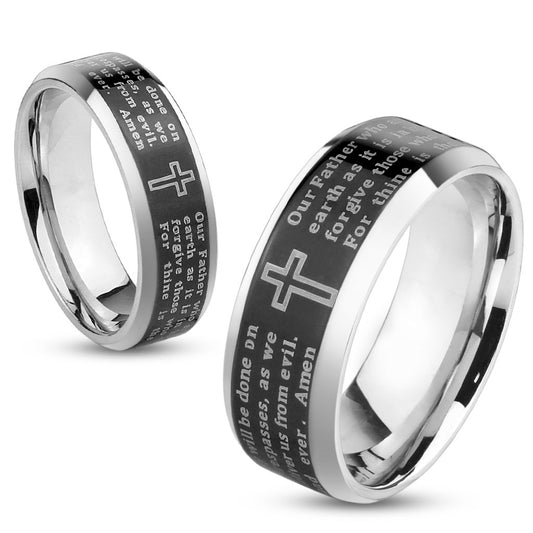 Lords Prayer Ring- Black - Unleashed Jewelry