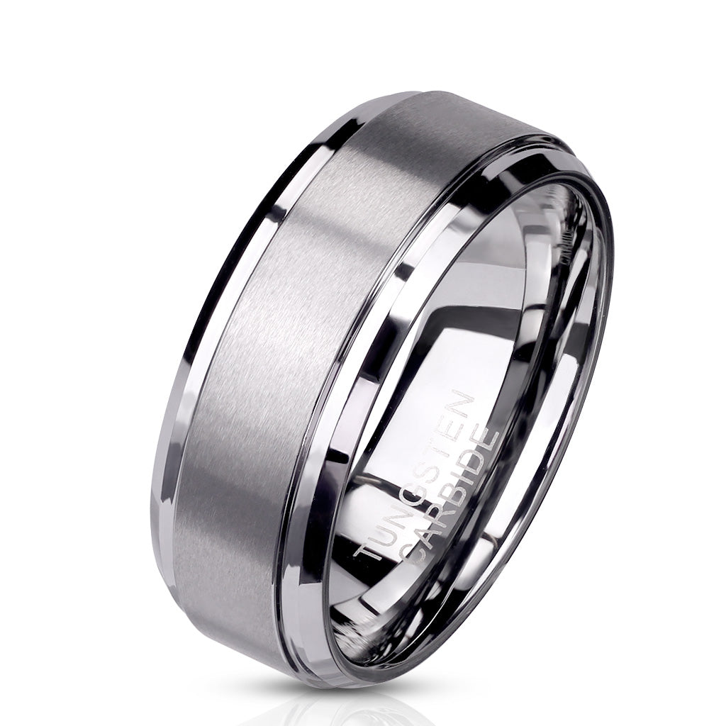 Tungsten Ring Matte Silver Tone - Unleashed Jewelry