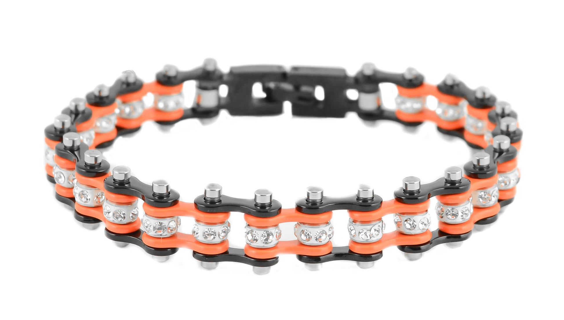 Mini Bling Crystal Bike Chain Black Orange - Unleashed Jewelry