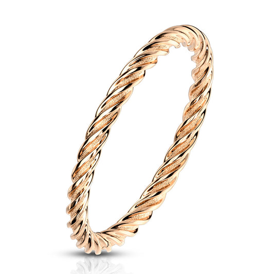 Rose gold band twirl design - Unleashed Jewelry