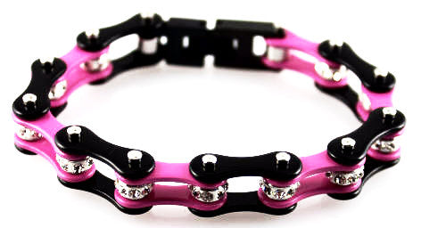Bling Bike Chain-Black and Pink - Unleashed Jewelry