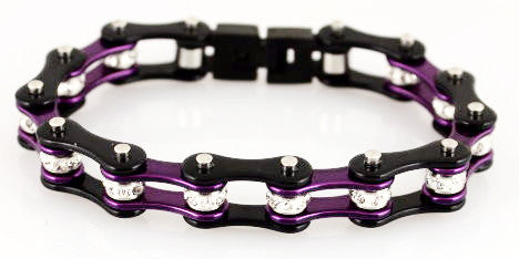 Bling Bike Chain-Black and Purple - Unleashed Jewelry