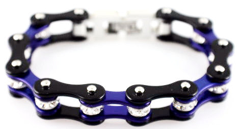 Bling Bike Chain- Black and Blue - Unleashed Jewelry