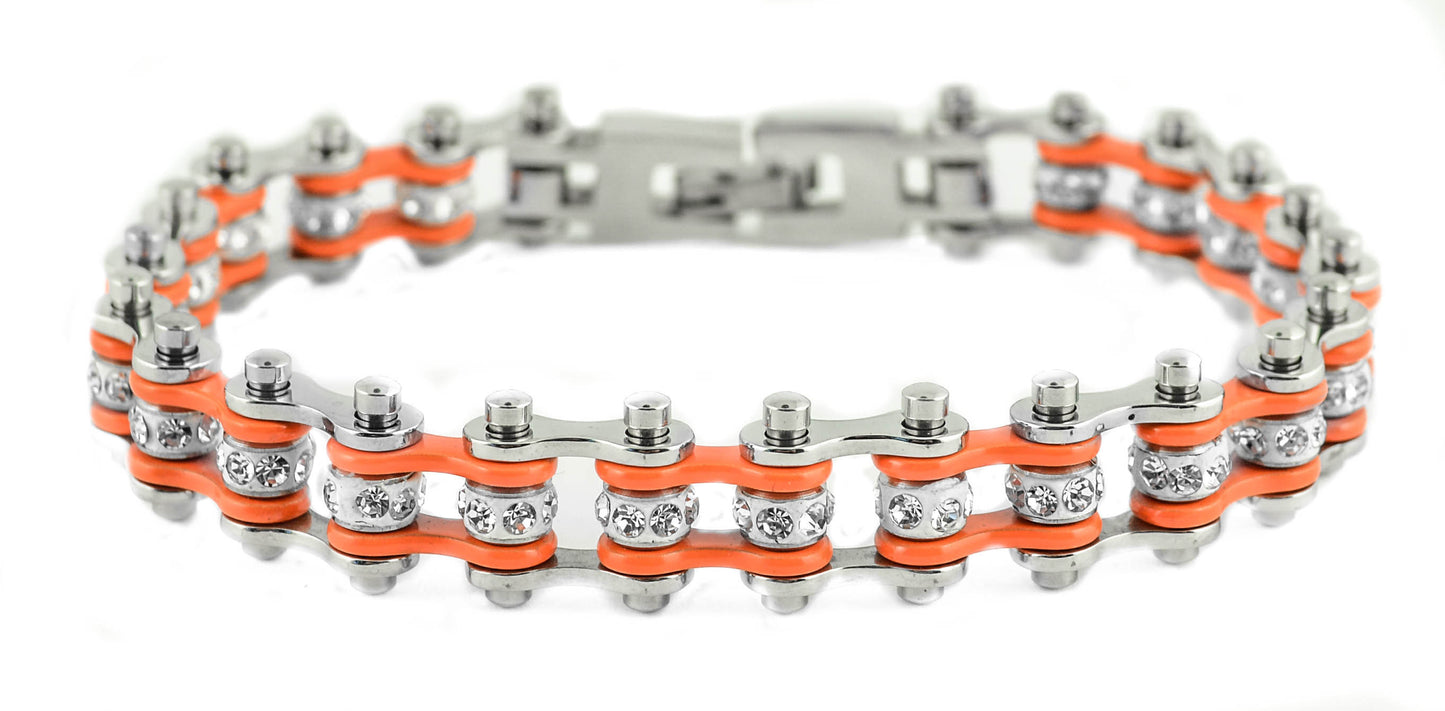 Mini Bling Crystal Bike Chain Steel Orange - Unleashed Jewelry