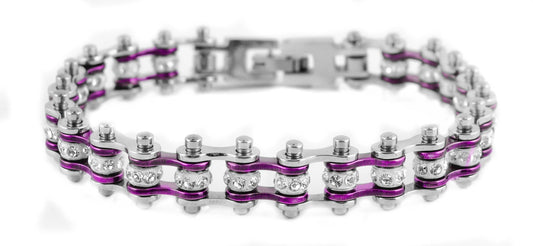 Mini Bling Crystal Bike Chain Steel Purple - Unleashed Jewelry
