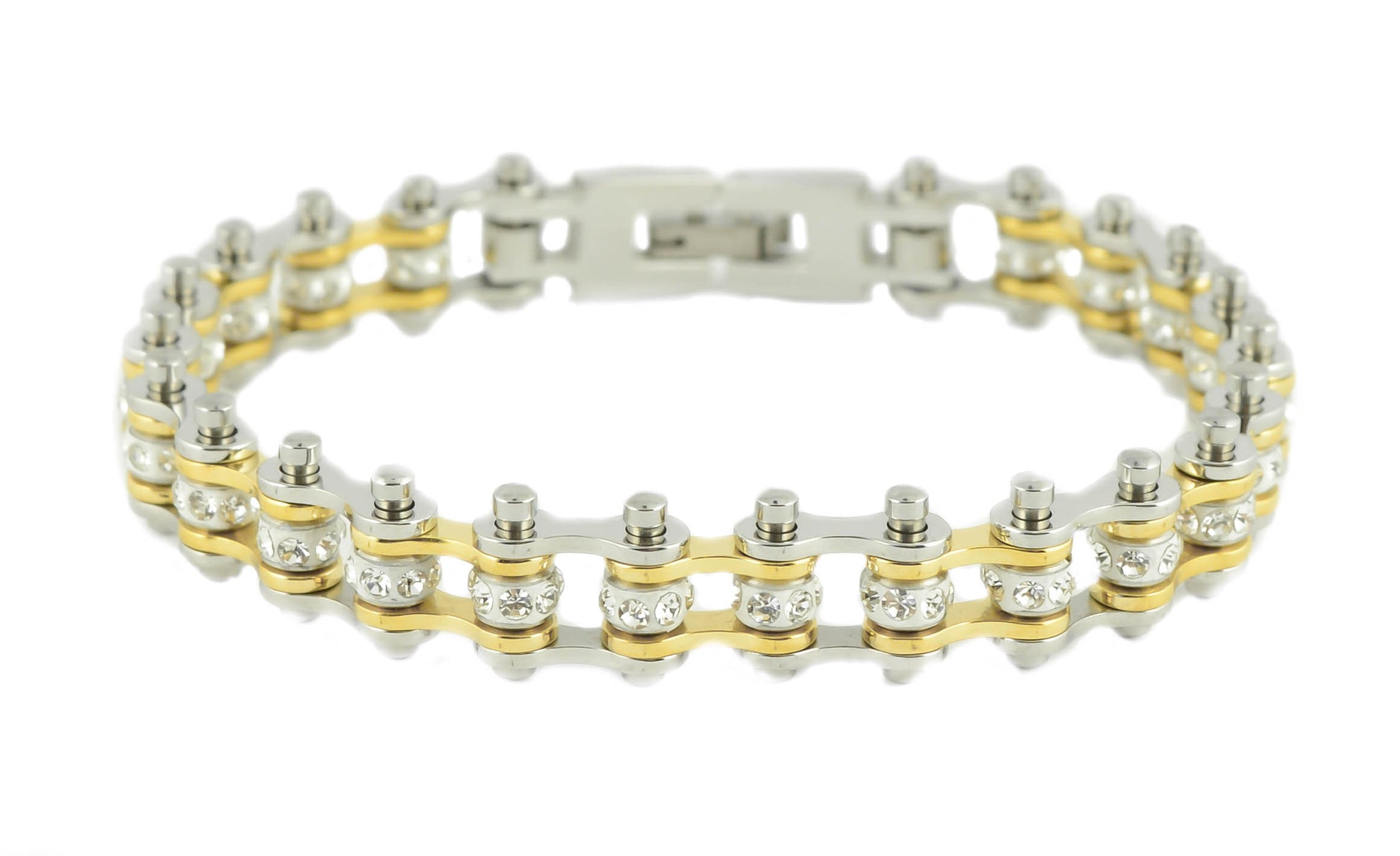Mini Bling Crystal Bike Chain Steel Gold - Unleashed Jewelry